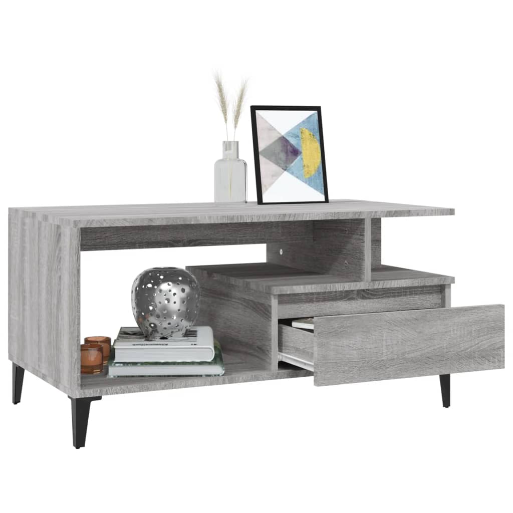 Table basse Sonoma gris 90x49x45 cm Bois d'ingénierie - XIOS