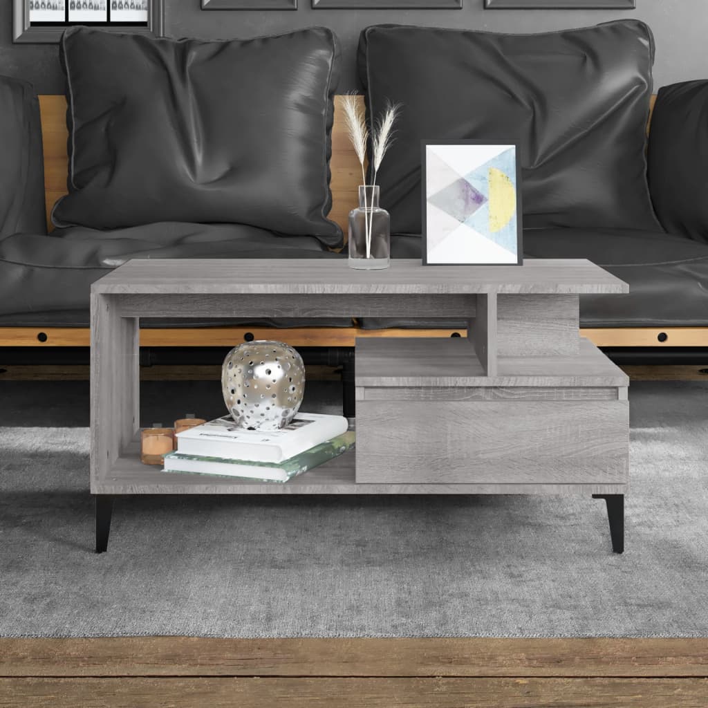 Table basse Sonoma gris 90x49x45 cm Bois d'ingénierie XIOS