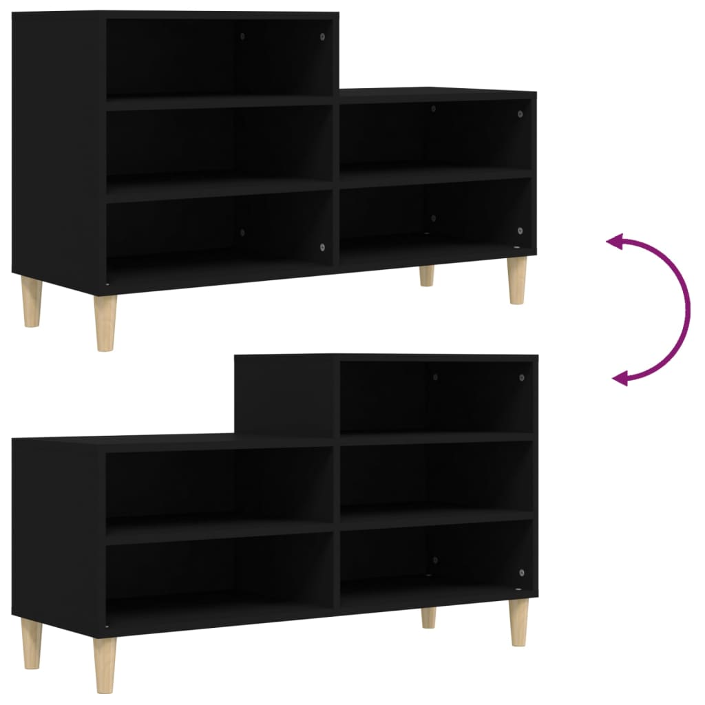 Armoire à chaussures Noir 102x36x60 cm Bois d'ingénierie - XIOS