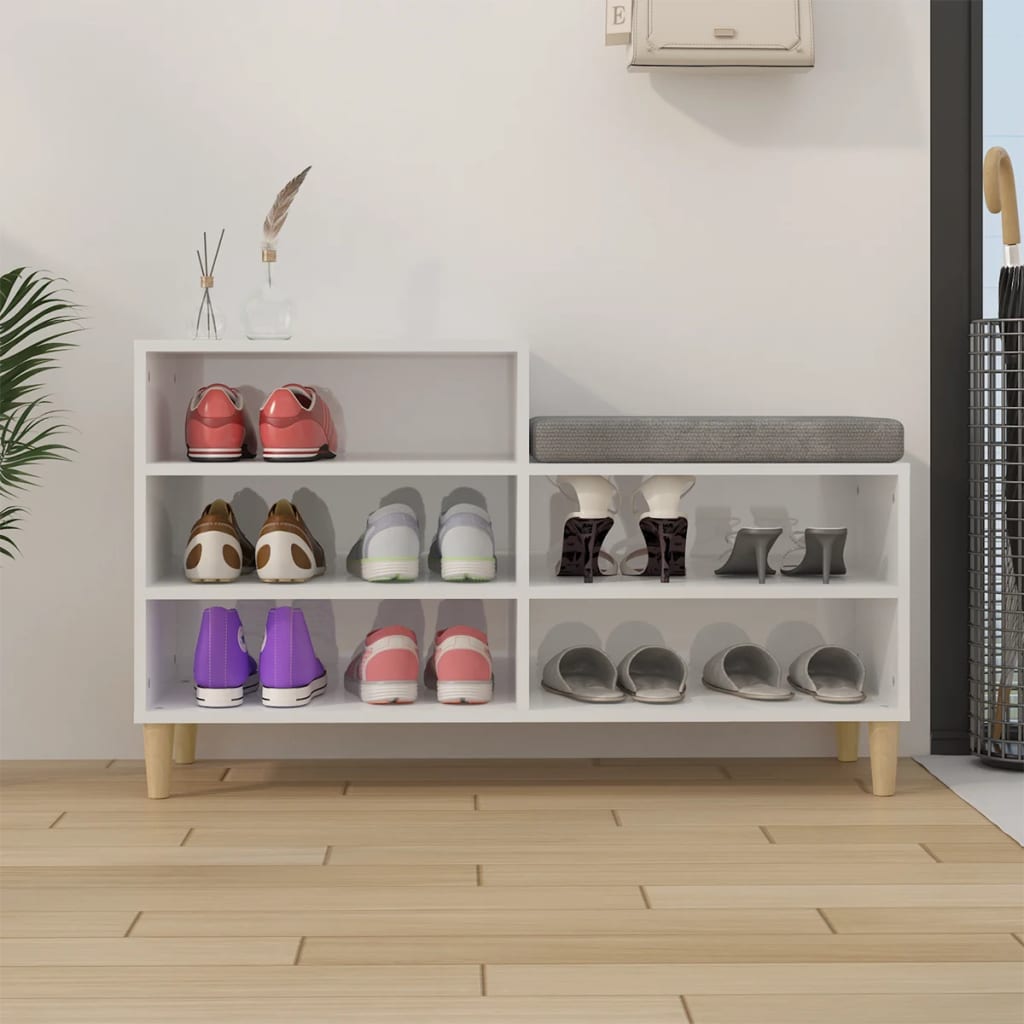 Armoire à chaussure Blanc brillant 102x36x60 cm Bois ingénierie - XIOS