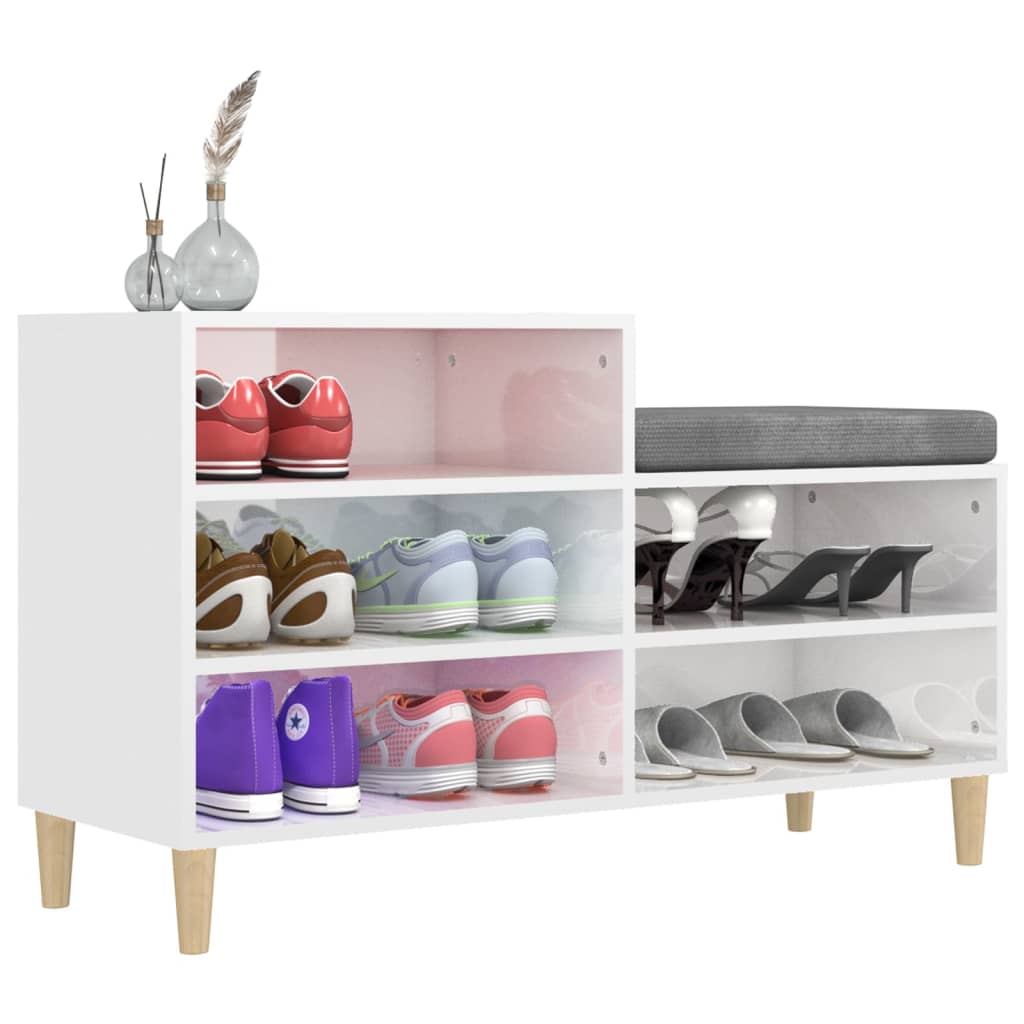 Armoire à chaussure Blanc brillant 102x36x60 cm Bois ingénierie - XIOS