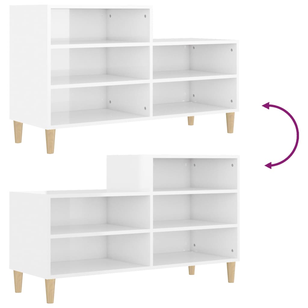 Armoire à chaussure Blanc brillant 102x36x60 cm Bois ingénierie - XIOS