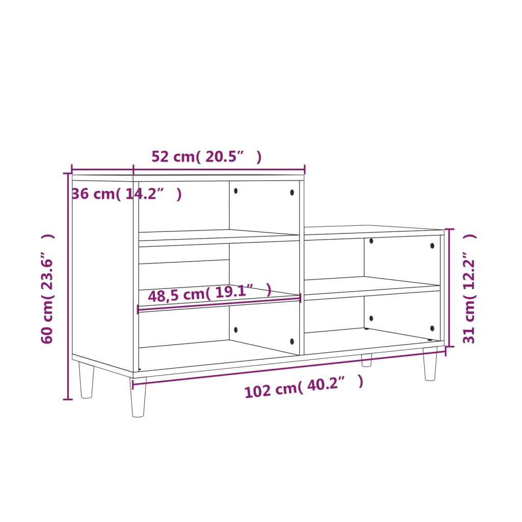 Armoire à chaussure Blanc brillant 102x36x60 cm Bois ingénierie - XIOS