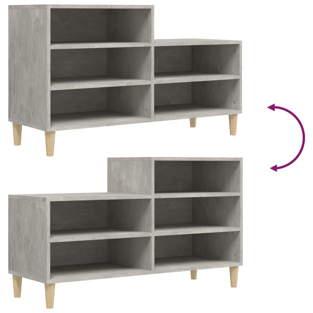 Armoire à chaussures Gris béton 102x36x60 cm Bois d'ingénierie - XIOS
