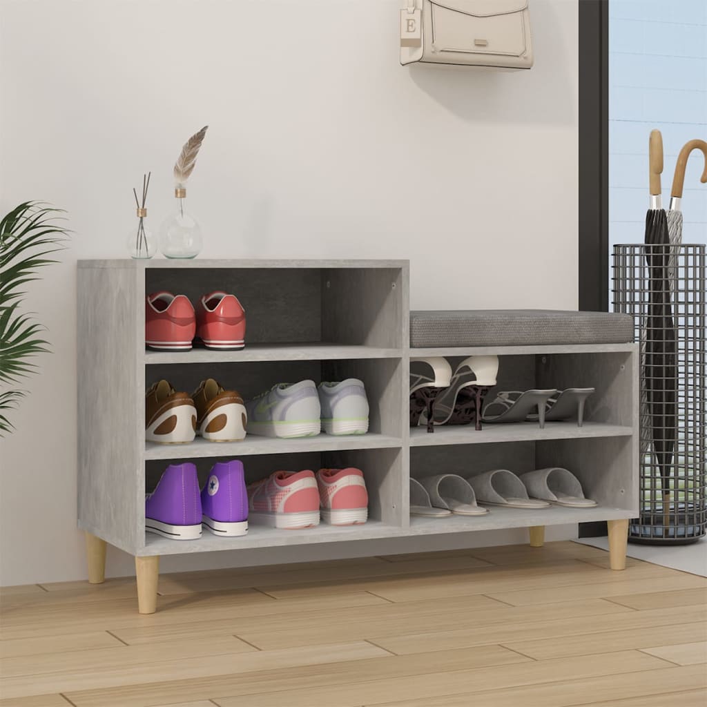 Armoire à chaussures Gris béton 102x36x60 cm Bois d'ingénierie - XIOS