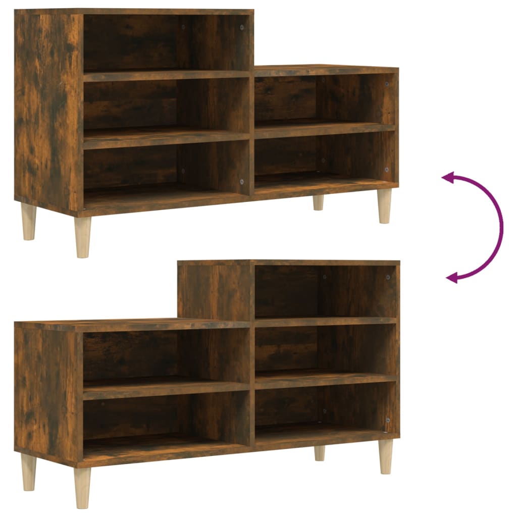 Armoire à chaussures Chêne fumé 102x36x60 cm Bois d'ingénierie - XIOS