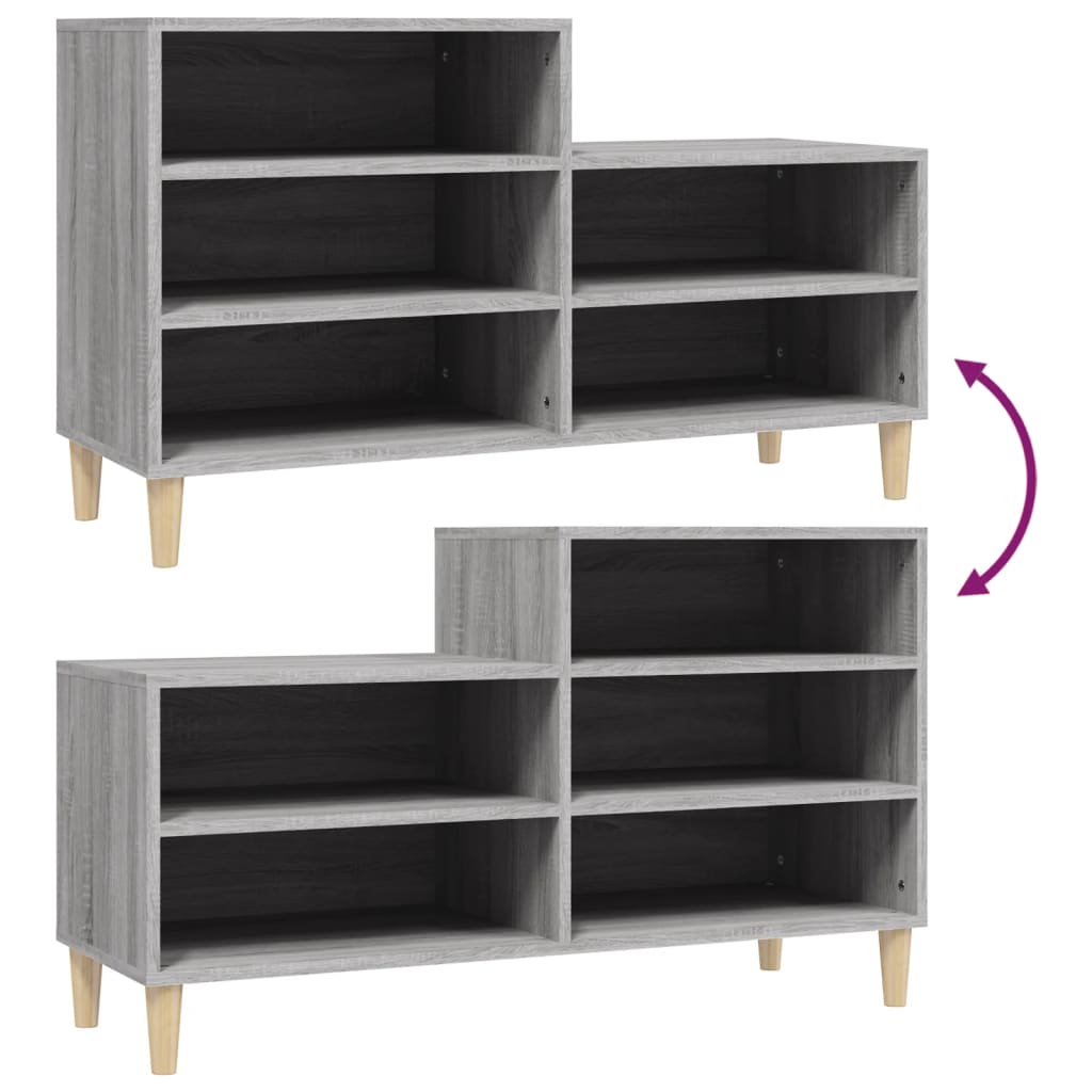 Armoire à chaussures Sonoma gris 102x36x60 cm Bois d'ingénierie - XIOS