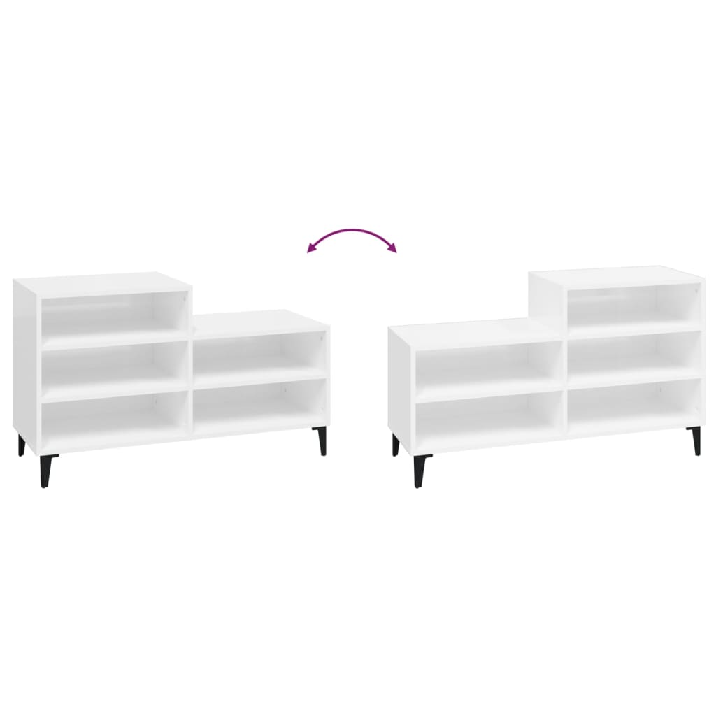 Armoire à chaussure Blanc brillant 102x36x60 cm Bois ingénierie - XIOS