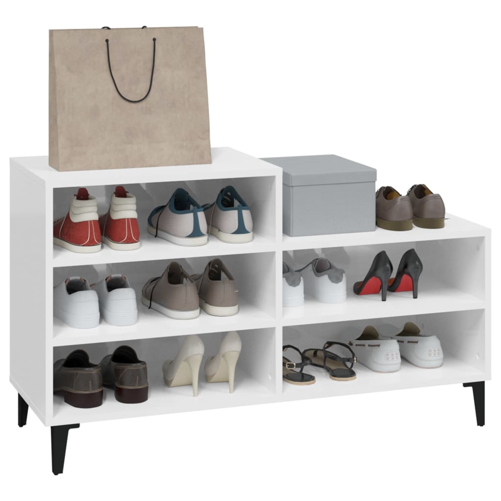 Armoire à chaussure Blanc brillant 102x36x60 cm Bois ingénierie - XIOS