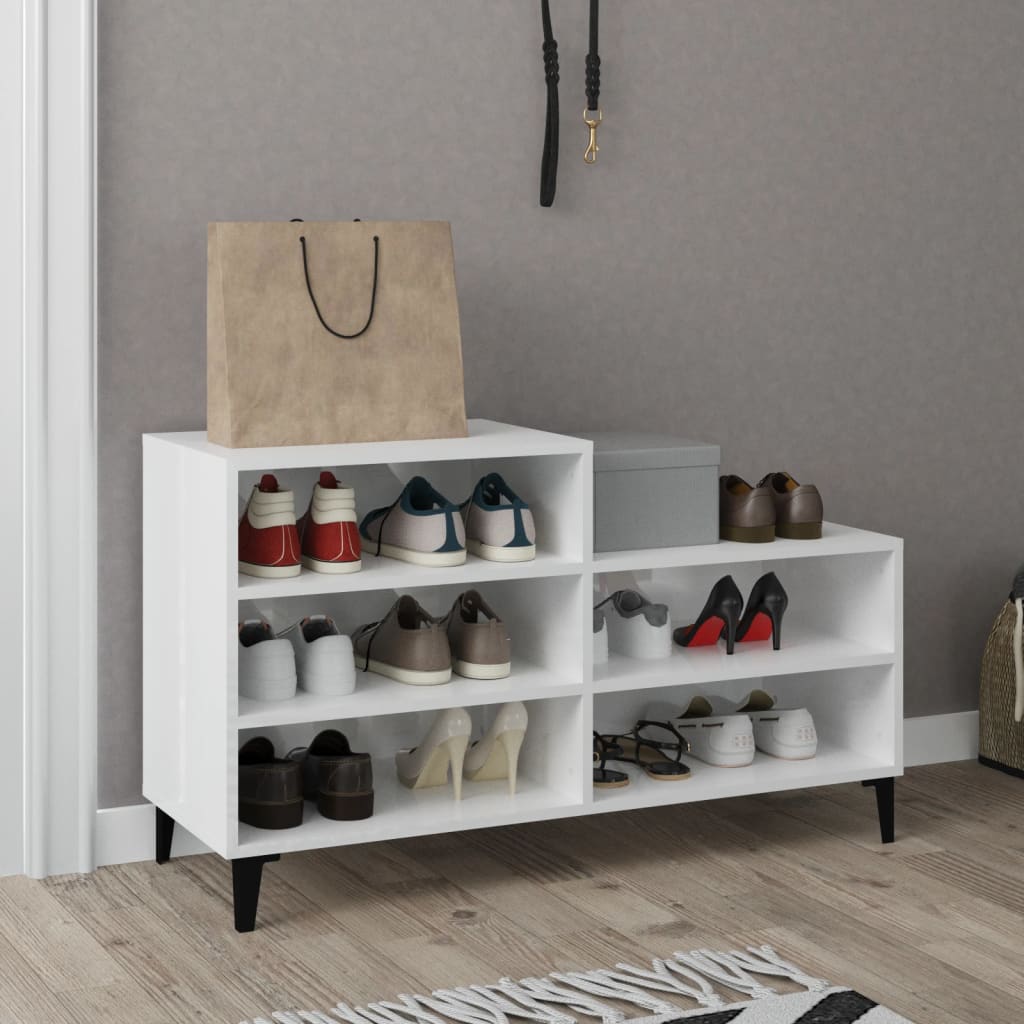 Armoire à chaussure Blanc brillant 102x36x60 cm Bois ingénierie - XIOS