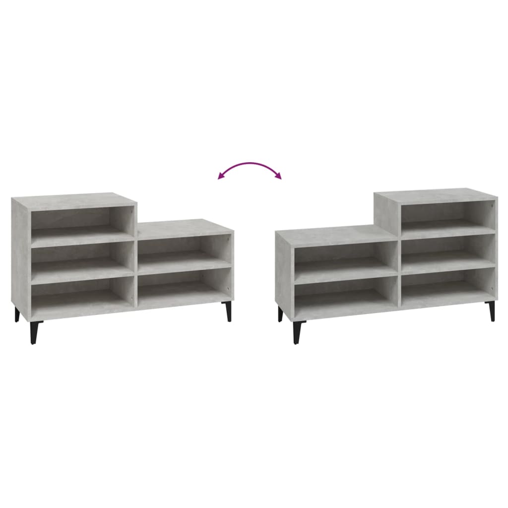 Armoire à chaussures Gris béton 102x36x60 cm Bois d'ingénierie - XIOS