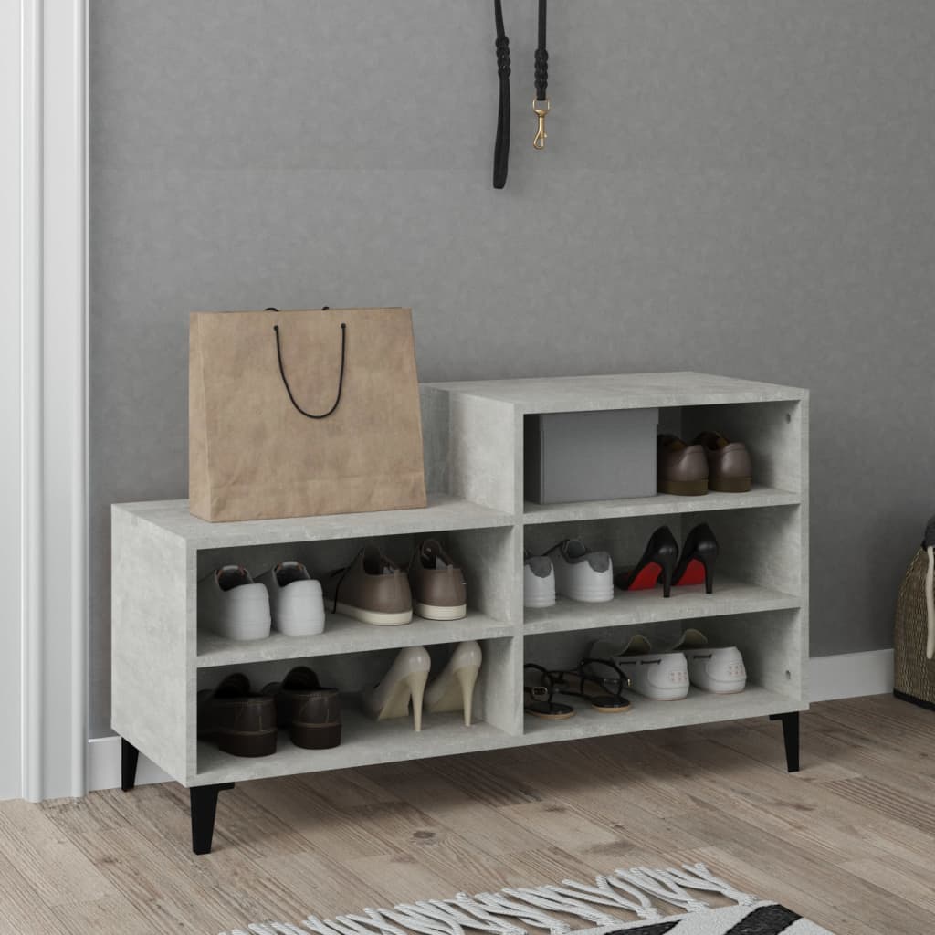 Armoire à chaussures Gris béton 102x36x60 cm Bois d'ingénierie - XIOS