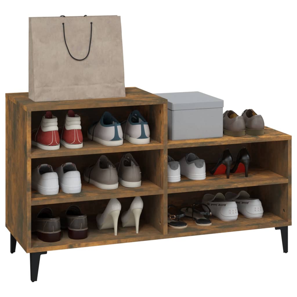 Armoire à chaussures Chêne fumé 102x36x60 cm Bois d'ingénierie - XIOS