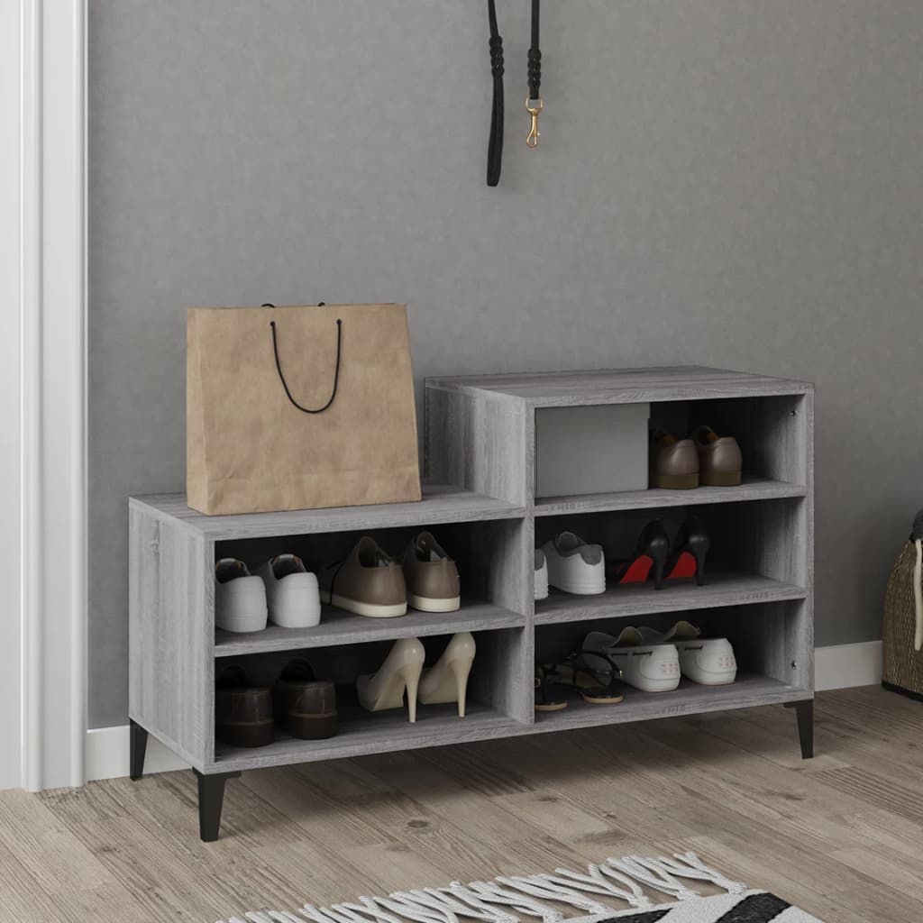 Armoire à chaussures Sonoma gris 102x36x60 cm Bois d'ingénierie - XIOS