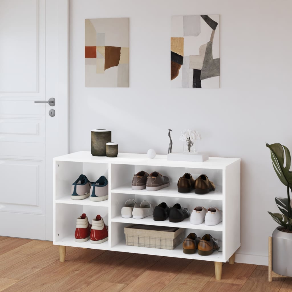 Armoire à chaussure Blanc brillant 102x36x60 cm Bois ingénierie - XIOS