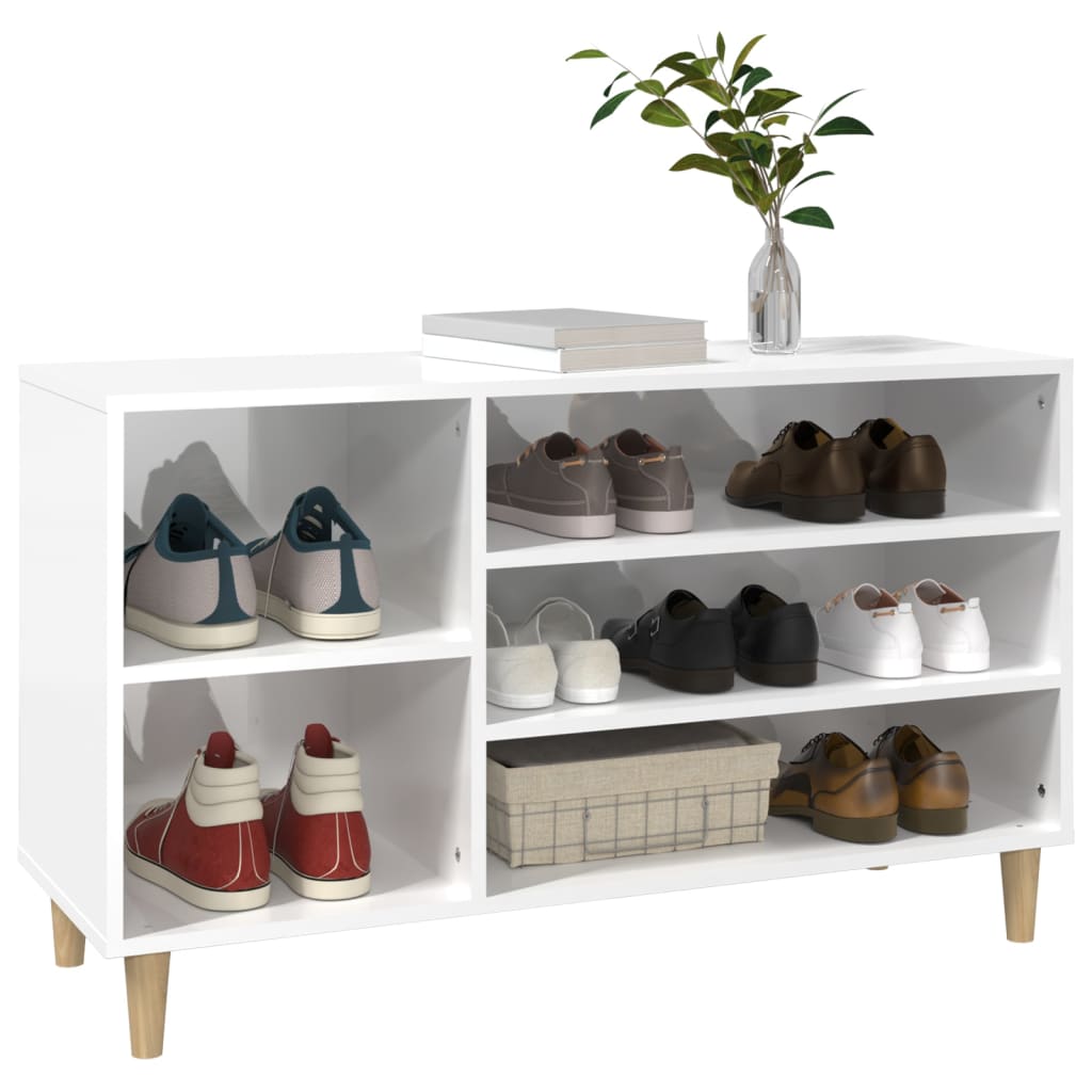 Armoire à chaussure Blanc brillant 102x36x60 cm Bois ingénierie - XIOS