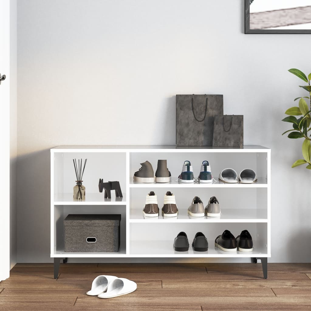 Armoire à chaussure Blanc brillant 102x36x60 cm Bois ingénierie - XIOS