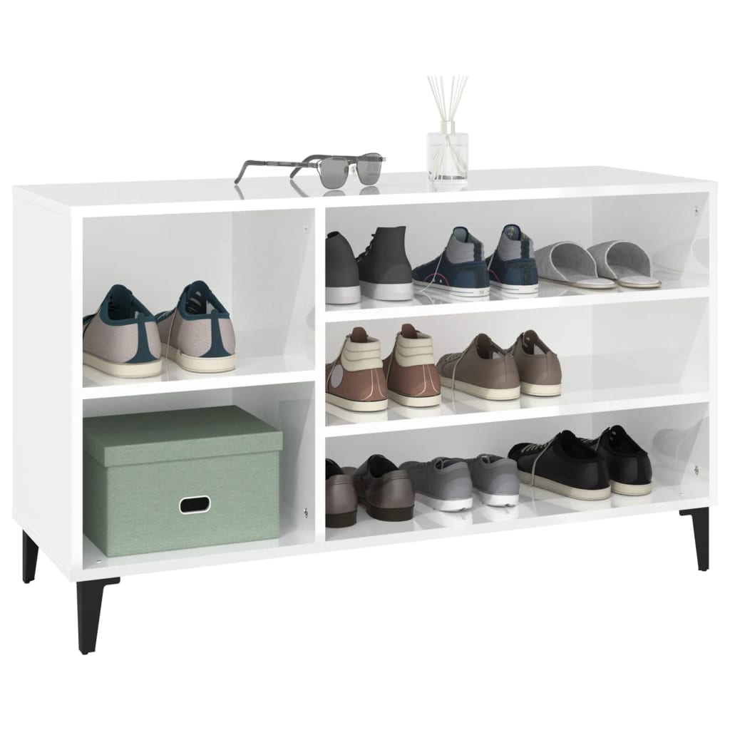 Armoire à chaussure Blanc brillant 102x36x60 cm Bois ingénierie - XIOS