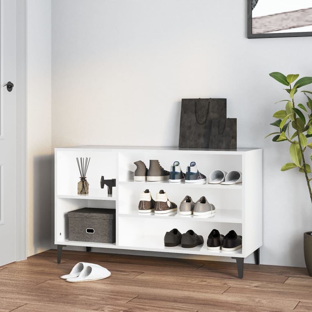 Armoire à chaussure Blanc brillant 102x36x60 cm Bois ingénierie - XIOS