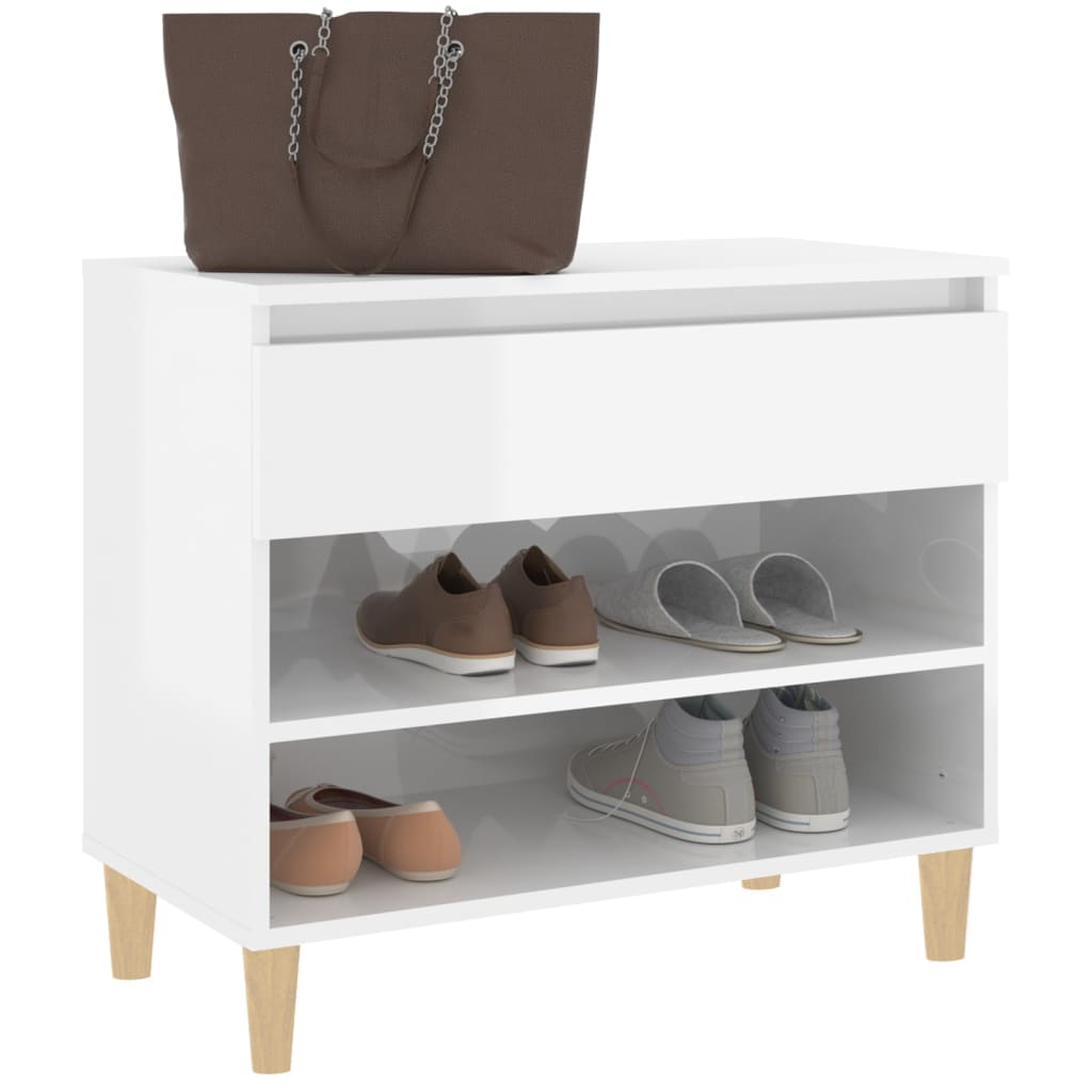 Armoire à chaussure Blanc brillant 70x36x60 cm Bois ingénierie - XIOS