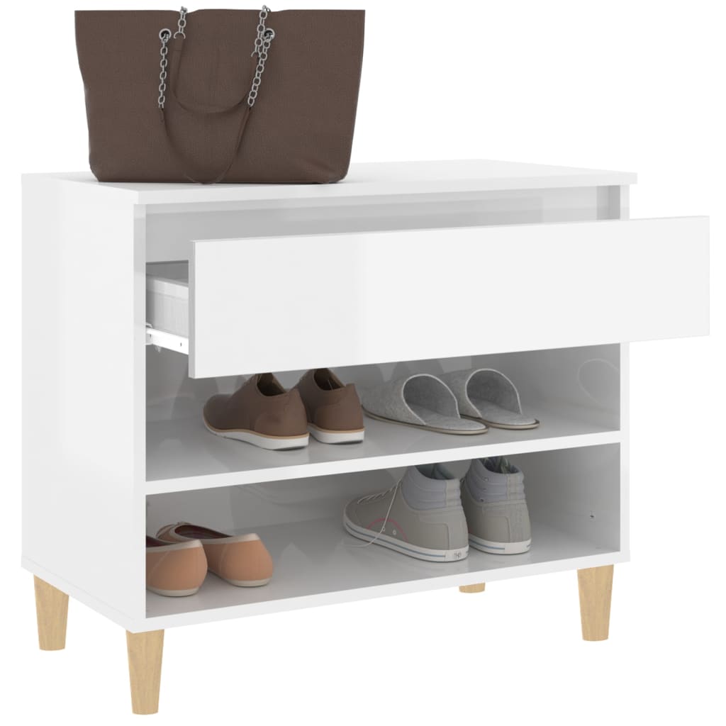 Armoire à chaussure Blanc brillant 70x36x60 cm Bois ingénierie - XIOS