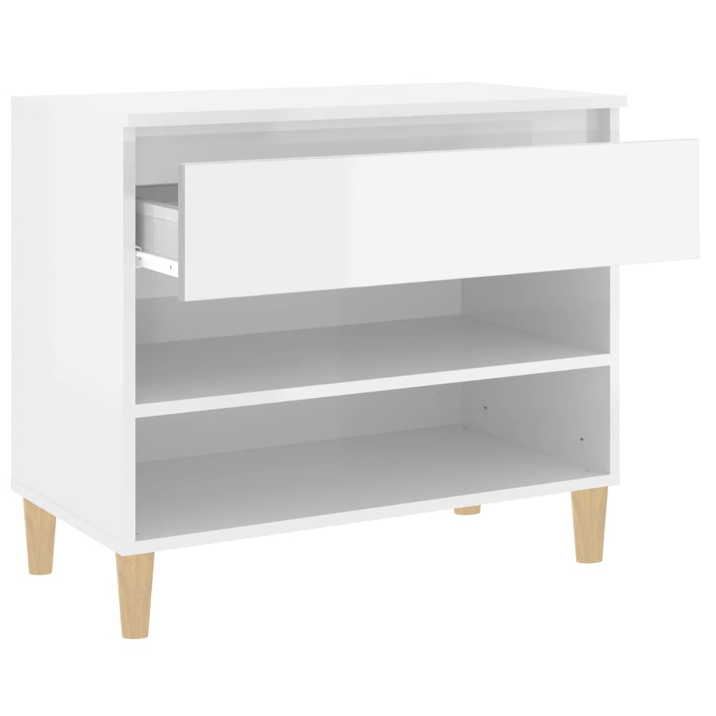 Armoire à chaussure Blanc brillant 70x36x60 cm Bois ingénierie - XIOS