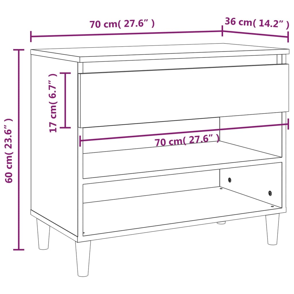 Armoire à chaussure Blanc brillant 70x36x60 cm Bois ingénierie - XIOS