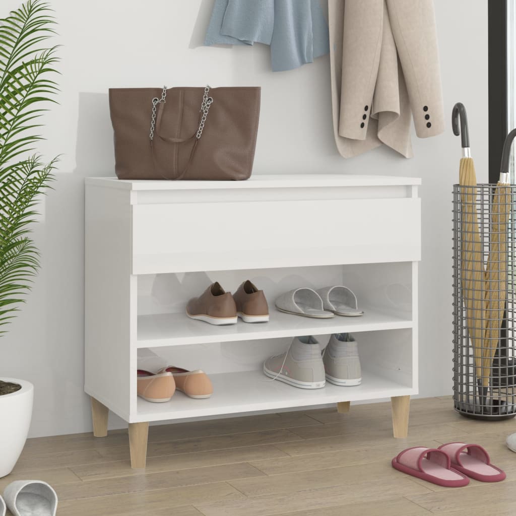 Armoire à chaussure Blanc brillant 70x36x60 cm Bois ingénierie - XIOS