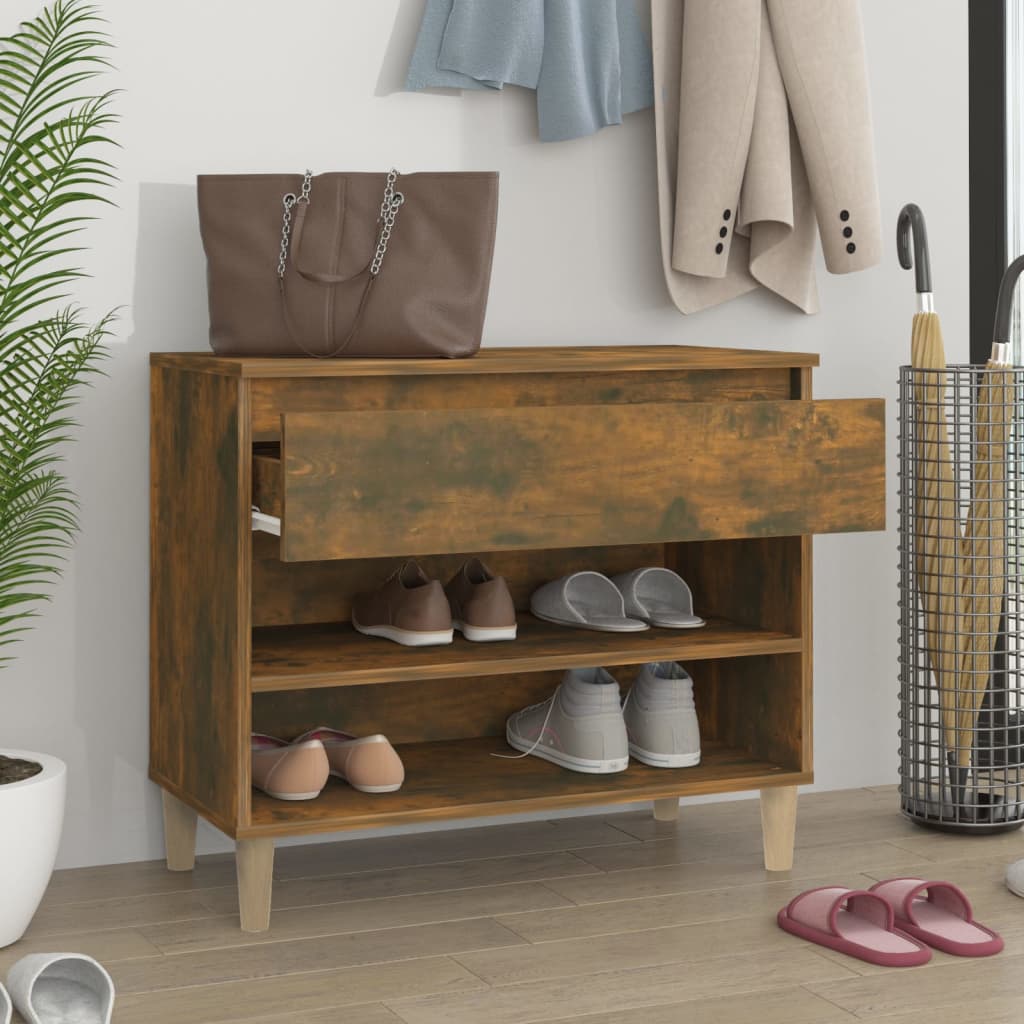 Armoire à chaussures Chêne fumé 70x36x60 cm Bois d'ingénierie - XIOS