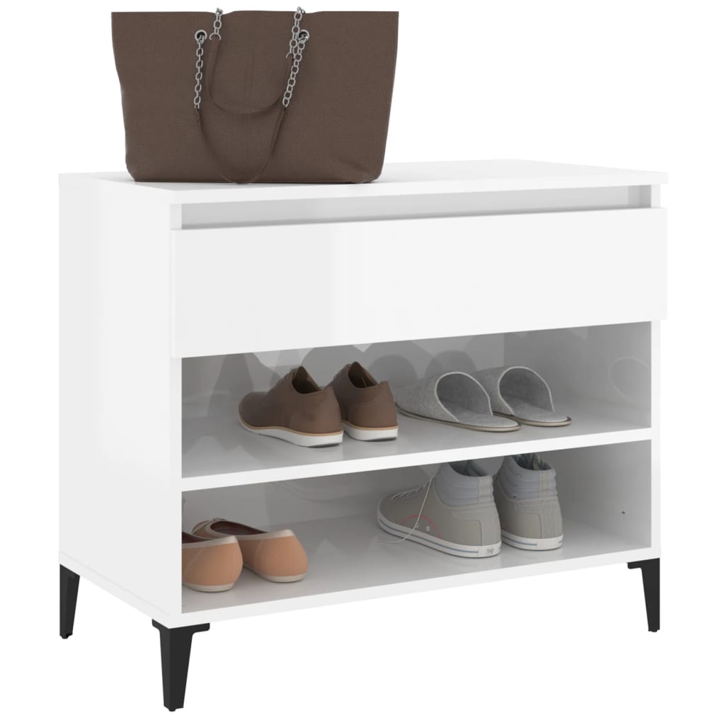 Armoire à chaussure Blanc brillant 70x36x60 cm Bois ingénierie - XIOS