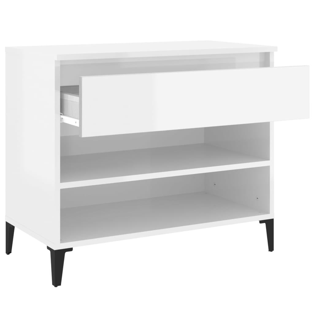 Armoire à chaussure Blanc brillant 70x36x60 cm Bois ingénierie - XIOS