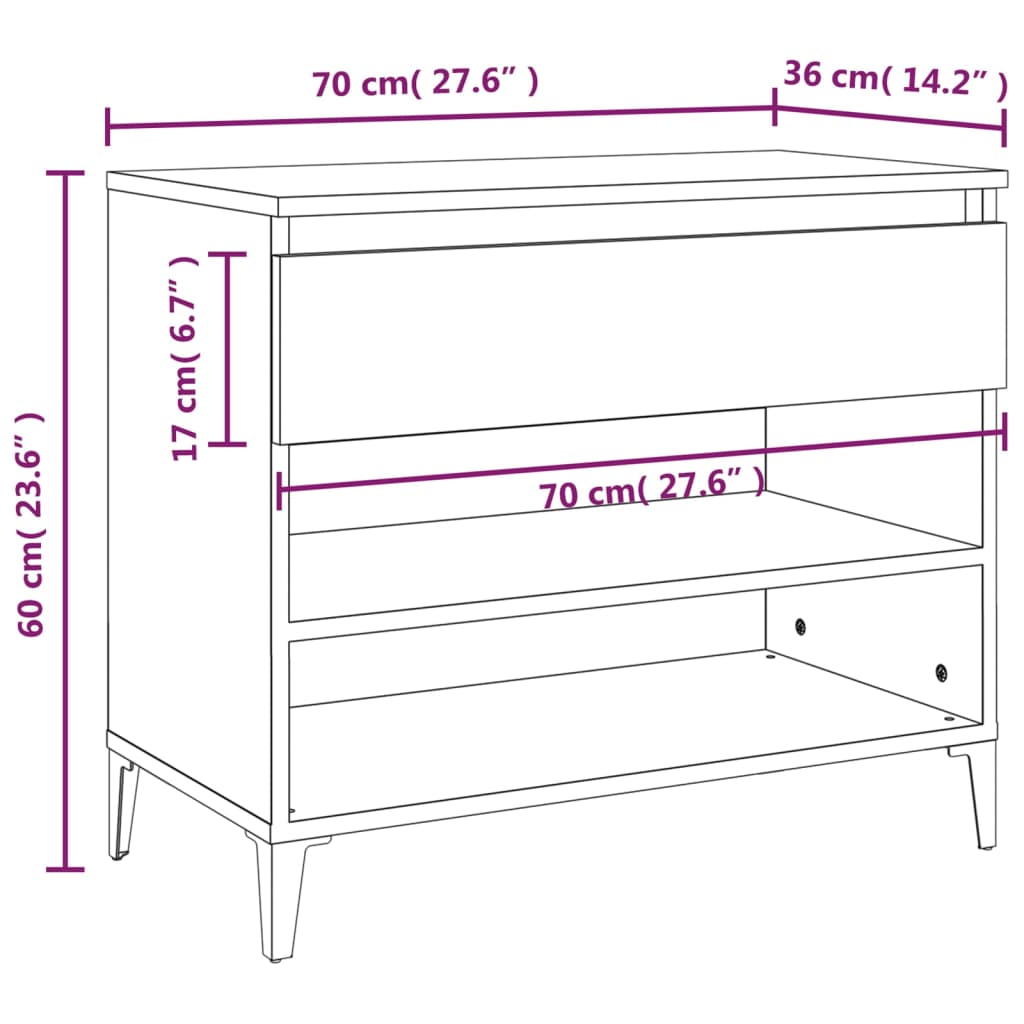 Armoire à chaussure Blanc brillant 70x36x60 cm Bois ingénierie - XIOS