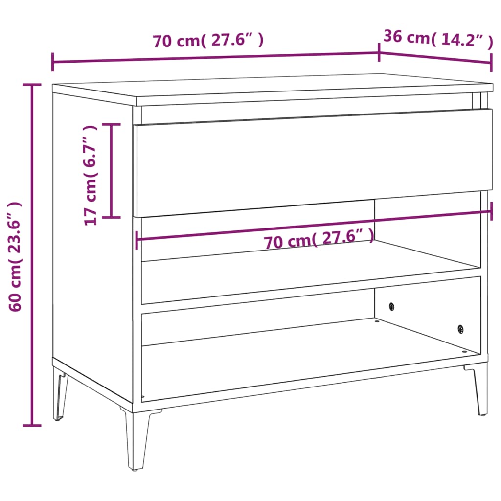 Armoire à chaussures Gris béton 70x36x60 cm Bois d'ingénierie - XIOS