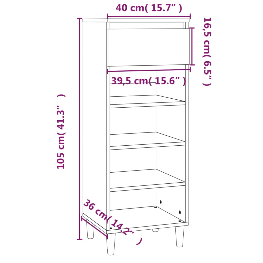 Armoire à chaussures Blanc brillant 40x36x105cm Bois ingénierie - XIOS