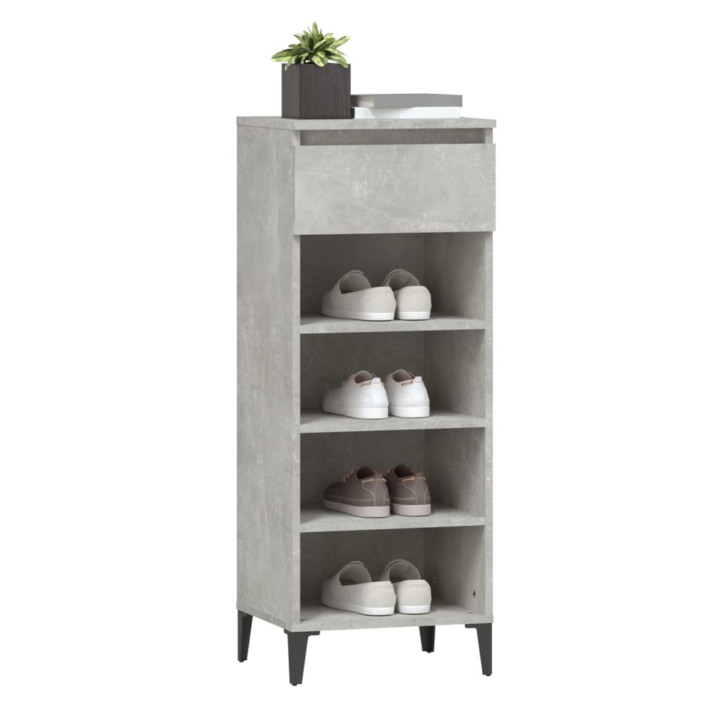Étagère à chaussures Gris béton 40x36x105 cm Bois d'ingénierie - XIOS