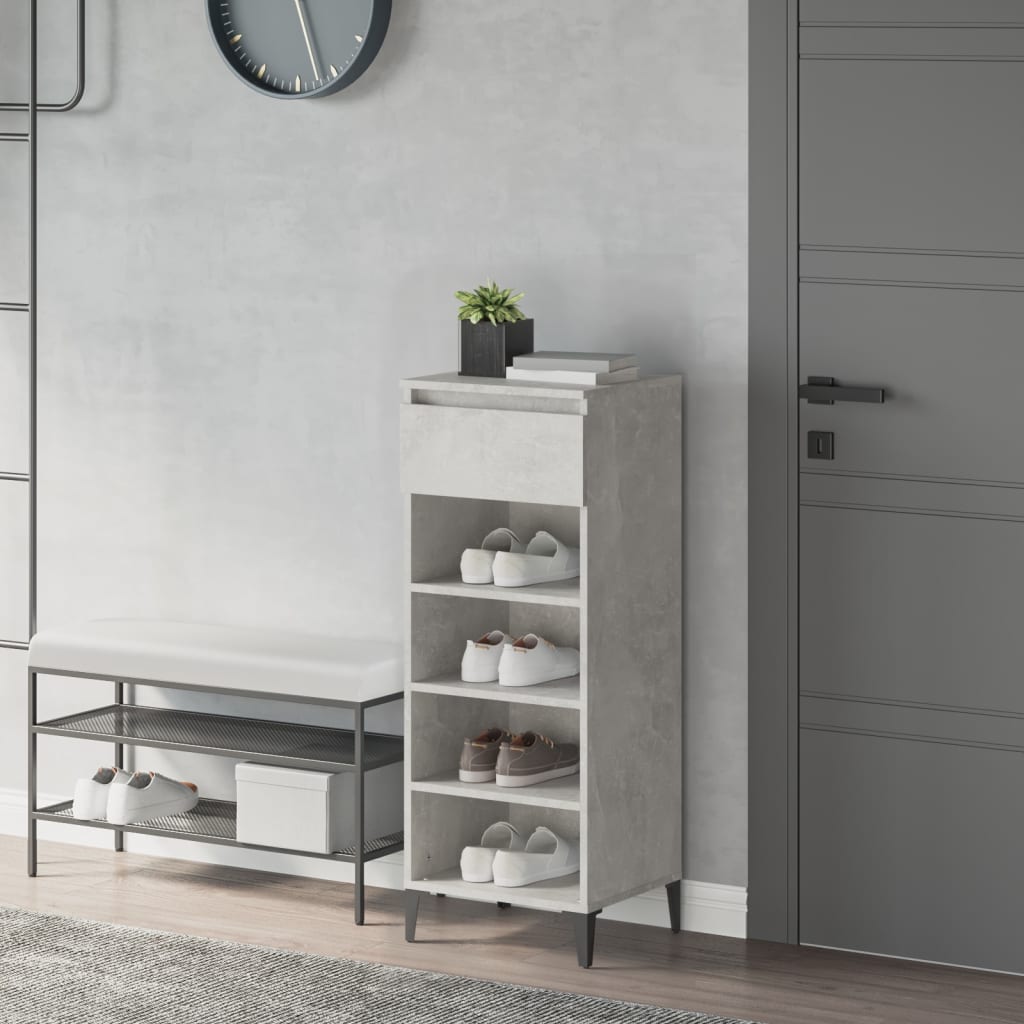 Étagère à chaussures Gris béton 40x36x105 cm Bois d'ingénierie - XIOS