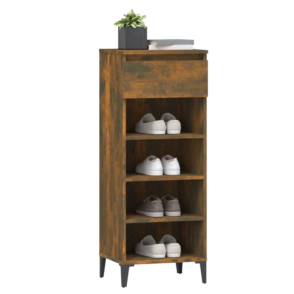 Étagère à chaussures Chêne fumé 40x36x105 cm Bois d'ingénierie - XIOS