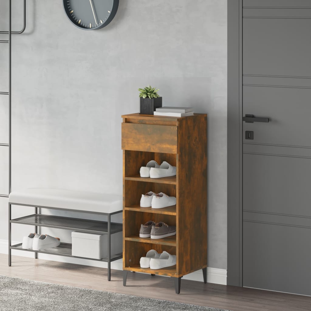 Étagère à chaussures Chêne fumé 40x36x105 cm Bois d'ingénierie - XIOS