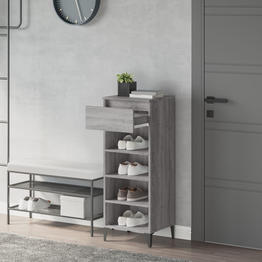 Étagère à chaussures Sonoma gris 40x36x105 cm Bois ingénierie - XIOS
