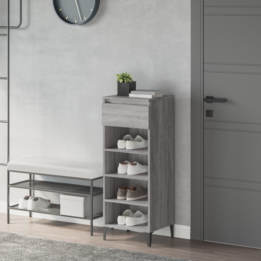 Étagère à chaussures Sonoma gris 40x36x105 cm Bois ingénierie - XIOS