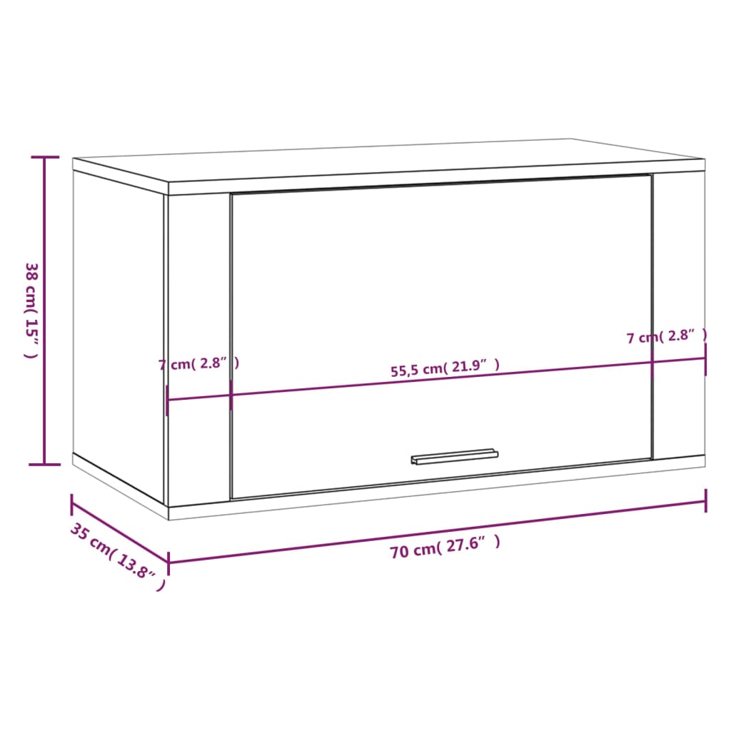 Armoire à chaussures murale Chêne sonoma 70x35x38 cm - XIOS