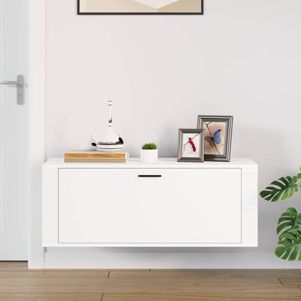 Armoire à chaussures murale Blanc 100x35x38cm Bois d'ingénierie - XIOS
