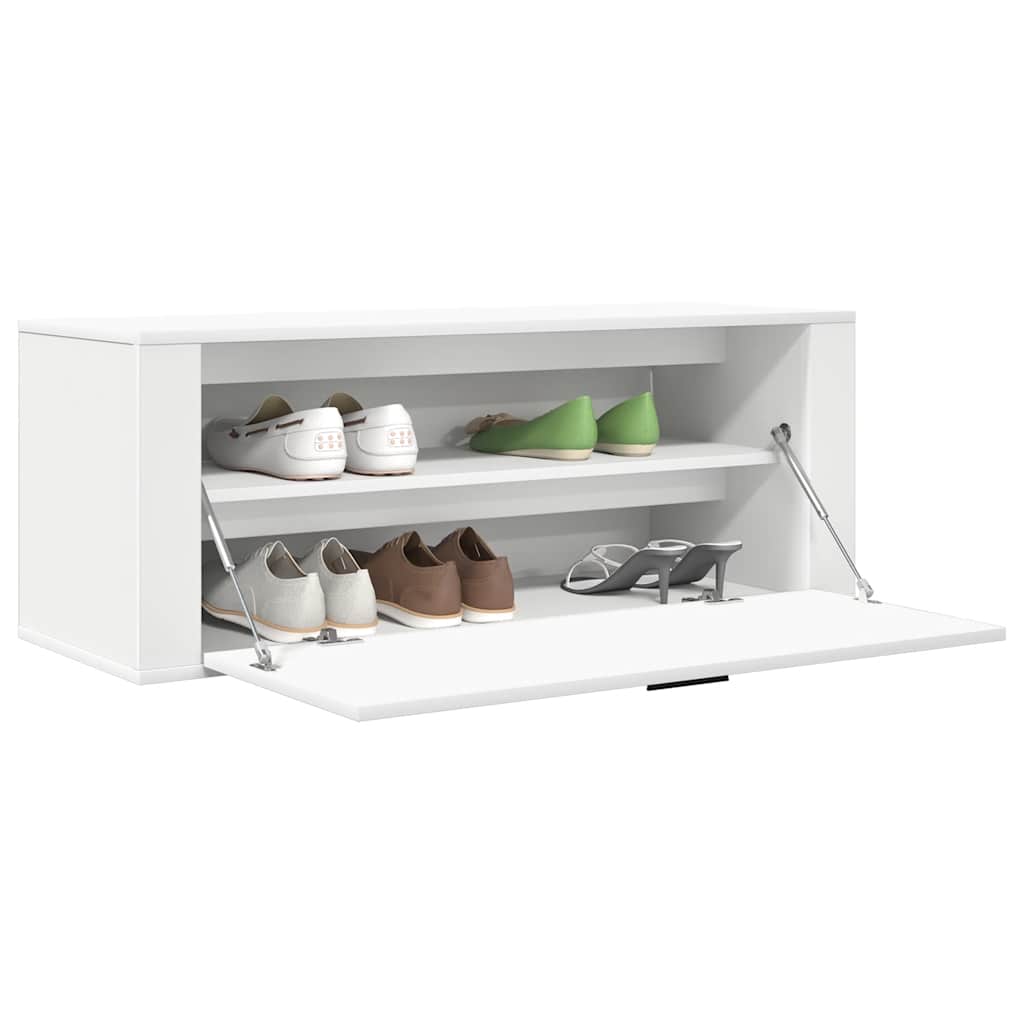 Armoire à chaussures murale Blanc 100x35x38cm Bois d'ingénierie - XIOS