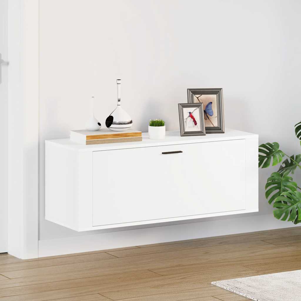 Armoire à chaussures murale Blanc 100x35x38cm Bois d'ingénierie - XIOS