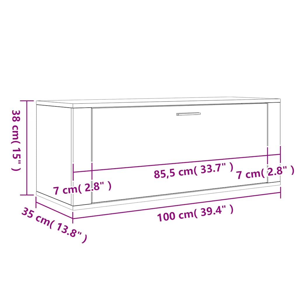 Armoire à chaussures murale Gris béton 100x35x38 cm - XIOS