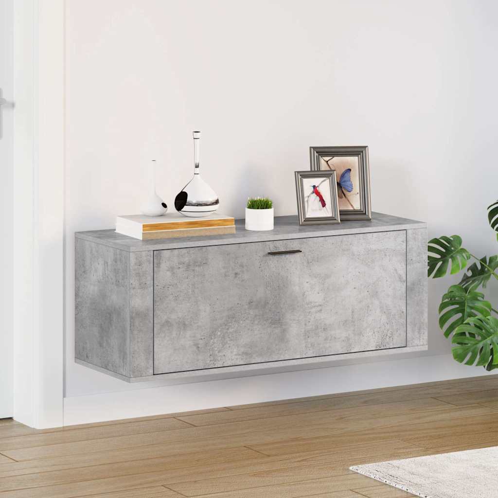Armoire à chaussures murale Gris béton 100x35x38 cm - XIOS