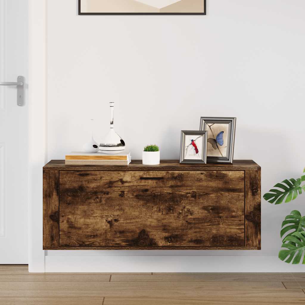 Armoire à chaussures murale Chêne fumé 100x35x38 cm - XIOS