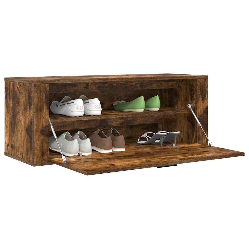 Armoire à chaussures murale Chêne fumé 100x35x38 cm - XIOS
