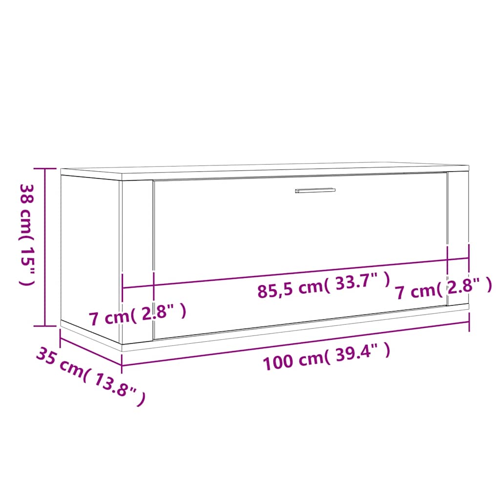 Armoire à chaussures murale Sonoma gris 100x35x38 cm - XIOS