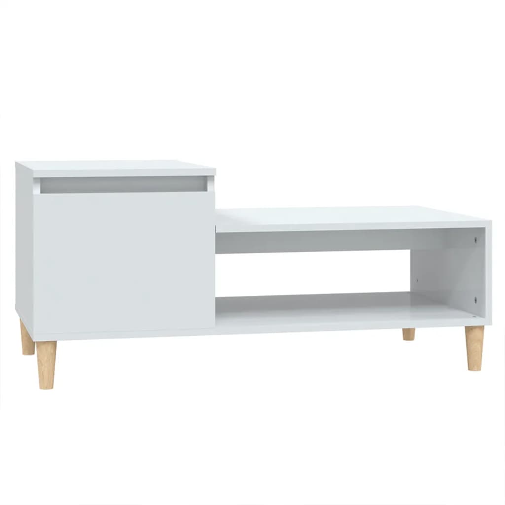 Table basse Blanc brillant 100x50x45 cm Bois d'ingénierie - XIOS